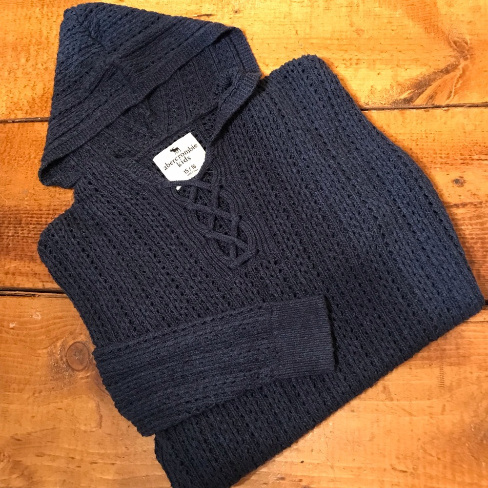 Navy Hooded Knit Sweater